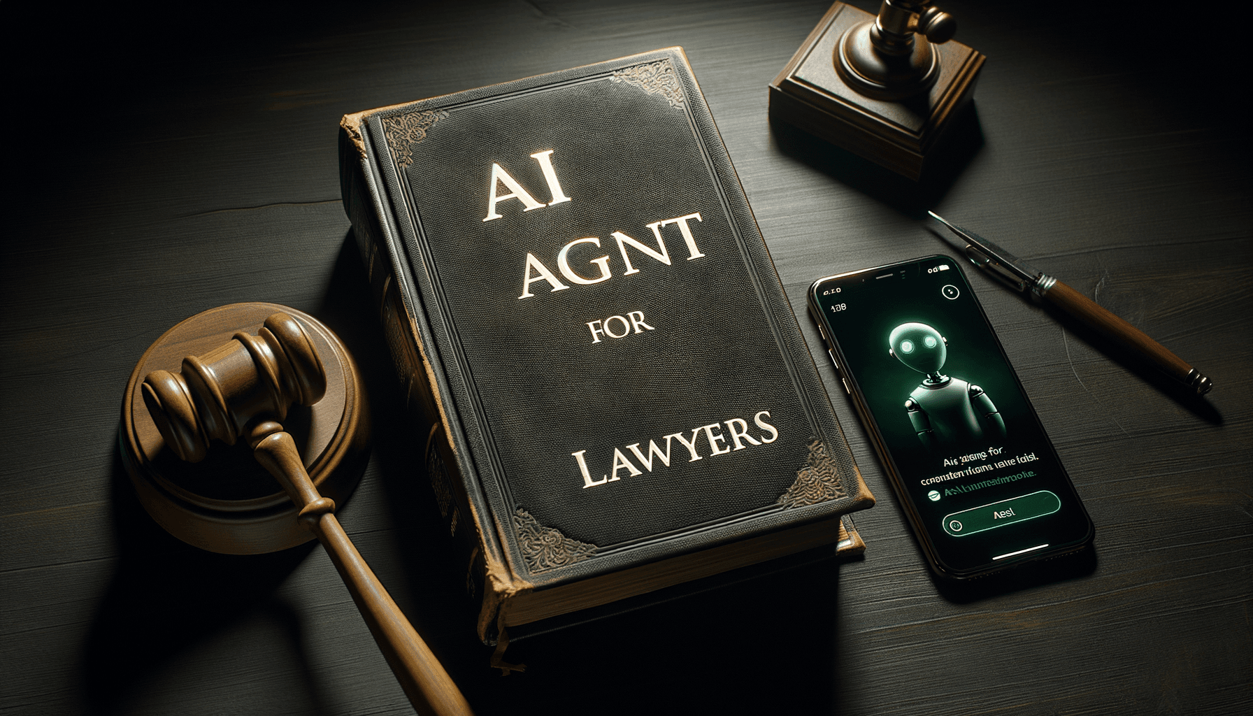 Une avocate seule à son bureau relit ses notes sur un ordinateur portable, le téléphone affichant une conversation avec un assistant IA
