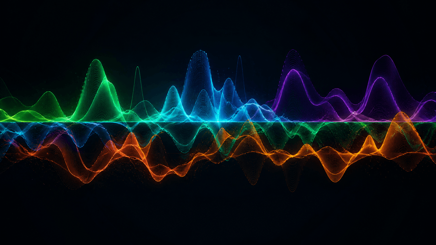 Visualizzazione di una forma d'onda con più tracce audio colorate che rappresentano diversi provider TTS