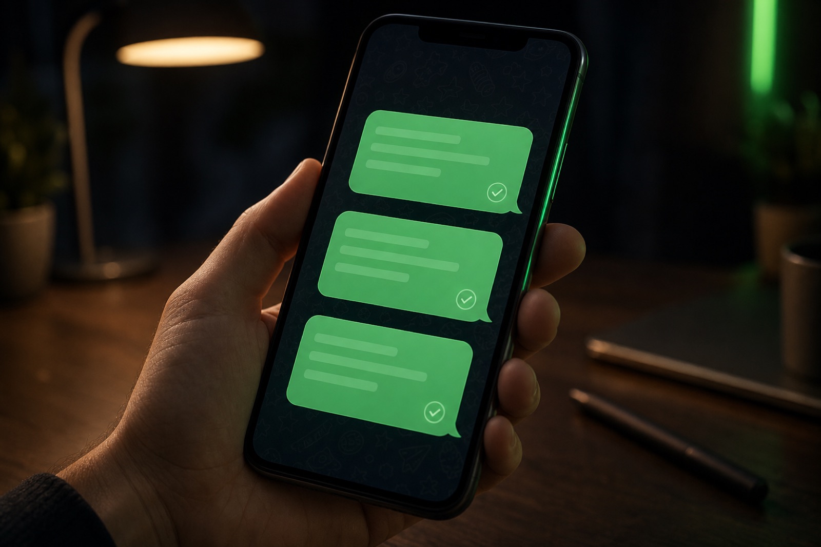 Un primer plano de un teléfono con un hilo de Telegram donde un agente de IA recuerda tres seguimientos pendientes para hoy