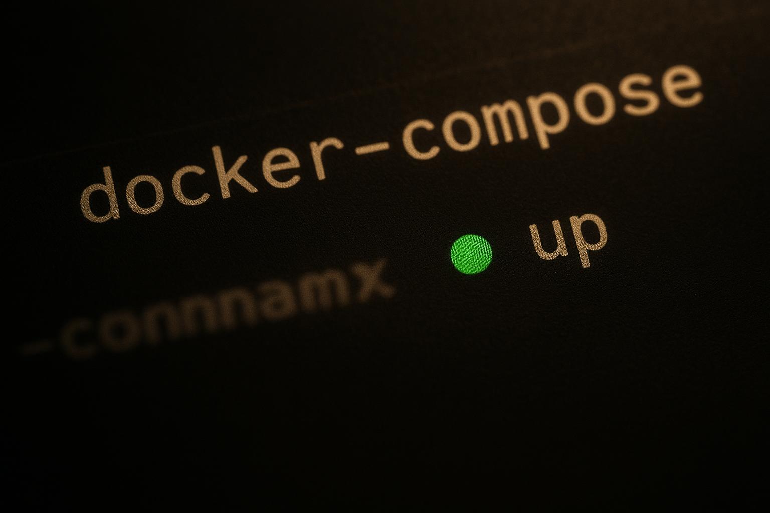 Un terminal sombre de VPS affichant un docker compose ps avec un conteneur hermes-agent en état healthy et un petit point vert de statut