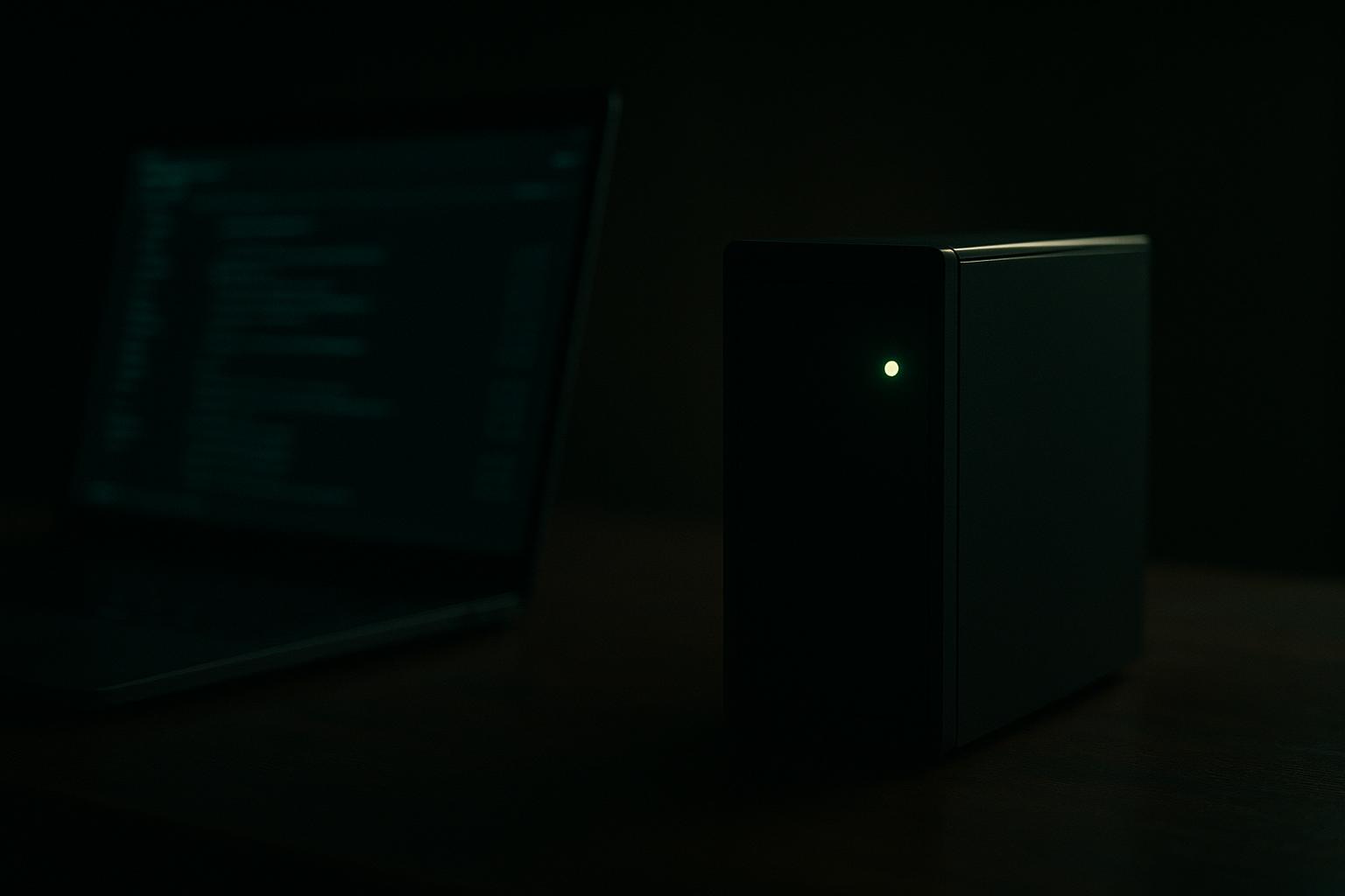 Dépôt de code open source à gauche alimentant un processus d'agent IA à état tournant sur un serveur auto-hébergé à droite, fond sombre avec touches vertes
