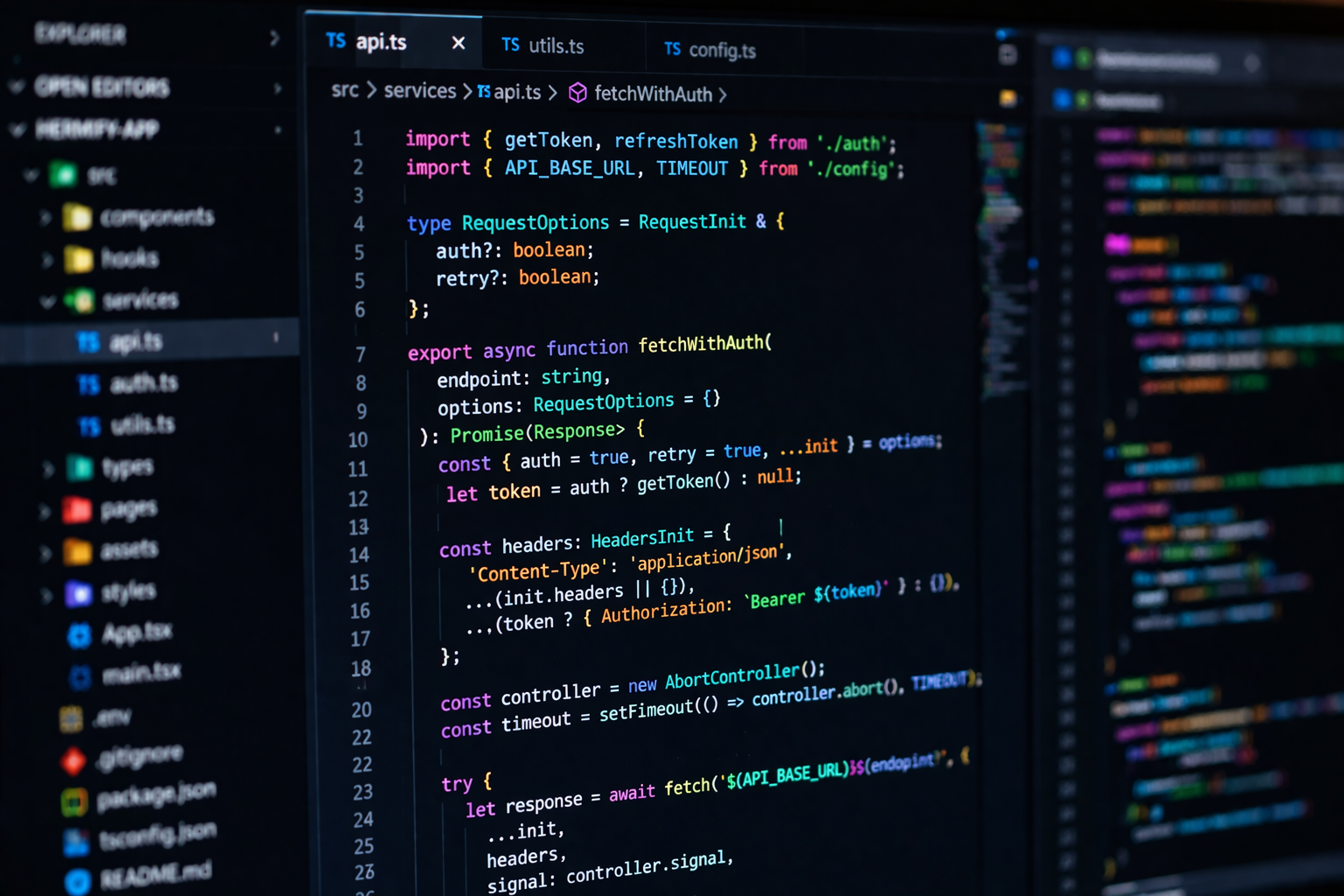 A close-up of code on a computer screen