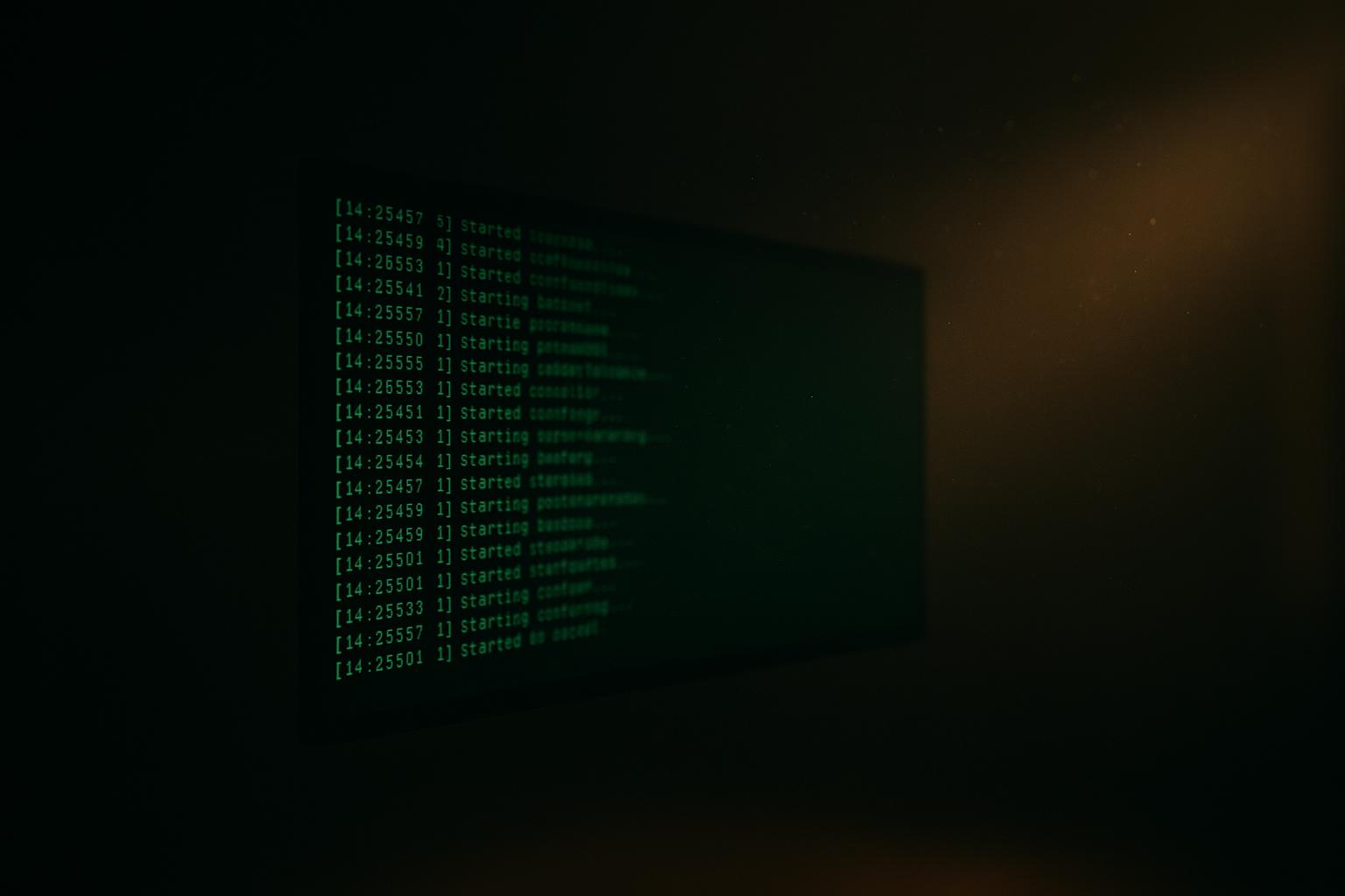 Gros plan sur un terminal Linux montrant la sortie d'un conteneur Docker