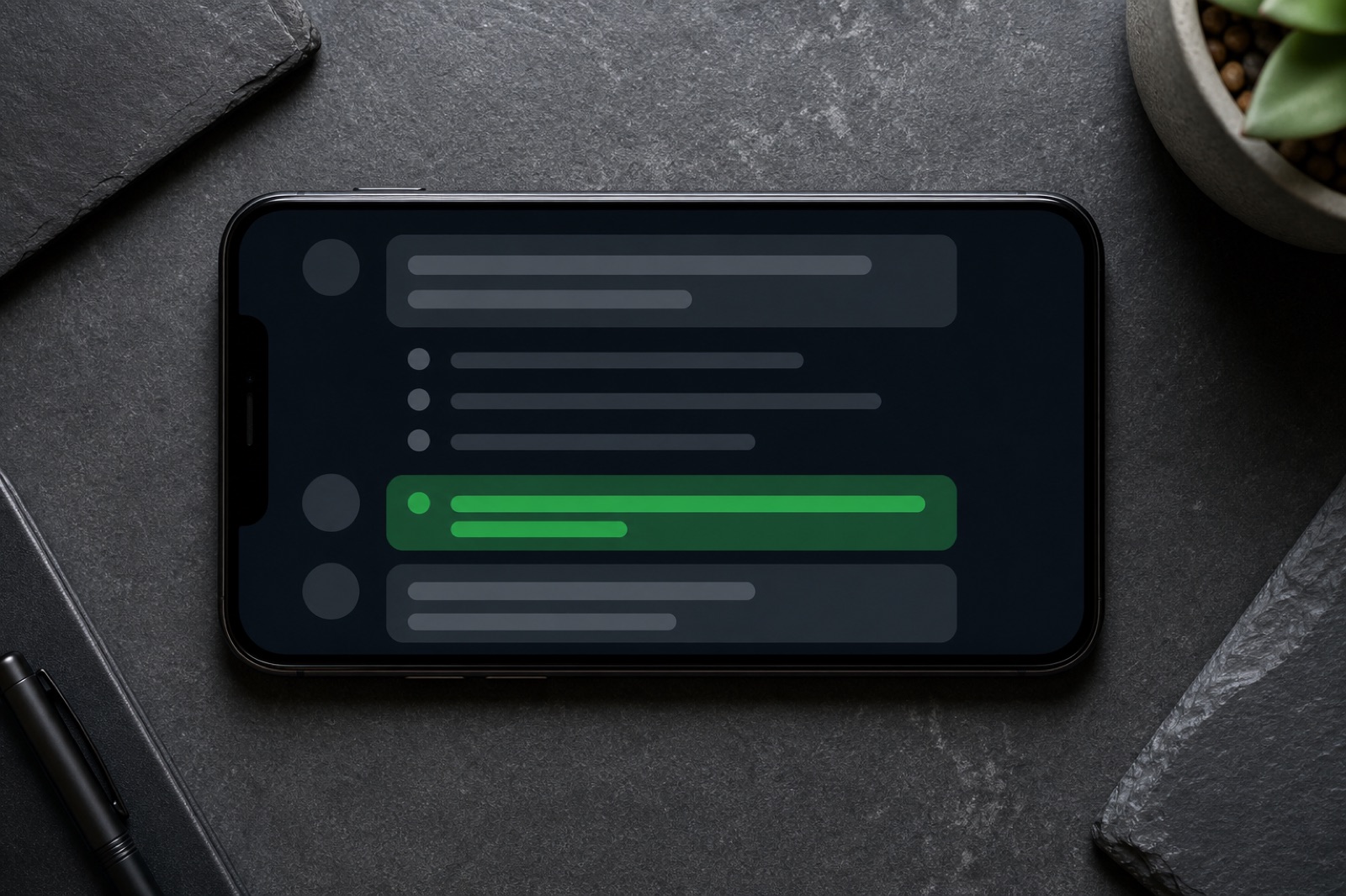 Un móvil mostrando un hilo de Telegram con el resumen SERP diario, bullets por keyword movida y una acción sugerida corta al final